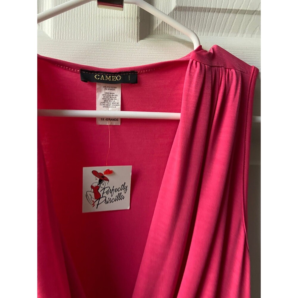 NWT Perfectly Priscilla Maxi Dress Womens 1X plus Hot Pink Sized Faux Wrap - Picture 2 of 4